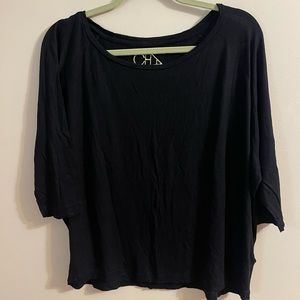 Size M black Chasor semi-cropped quarter sleeve top